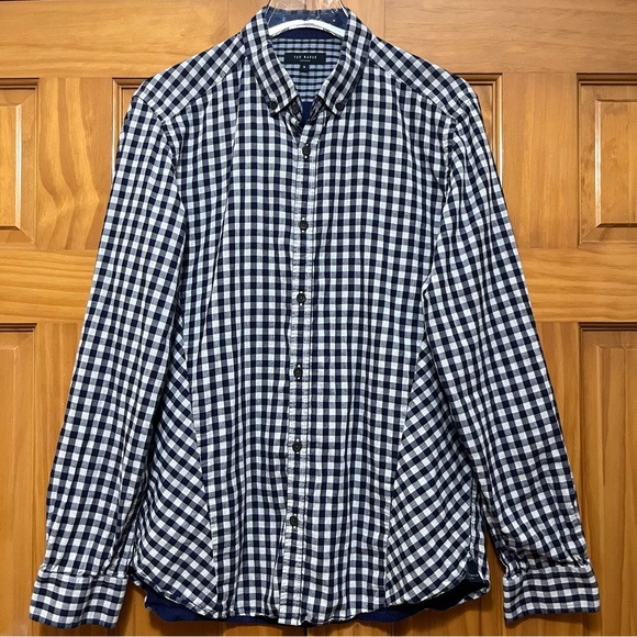 Ted Baker London Other - Ted Baker London Navy/White Checked Shirt Size Small